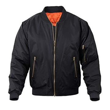 MAGNIVIT Men's Bomber Jacket with Zipper Pockets Winter Thicken Warm Baseball Jacket
