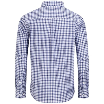 Alimens & Gentle Plaid Button Up Shirt Men Blue Check Regular Fit Long Sleeve Dress Shirt Business W...
