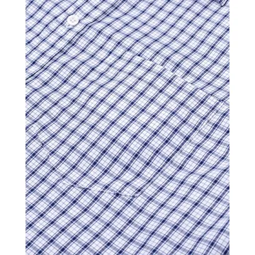 Alimens Gentle Blue Check Plaid Shirt Men's Long Sleeve Shirt