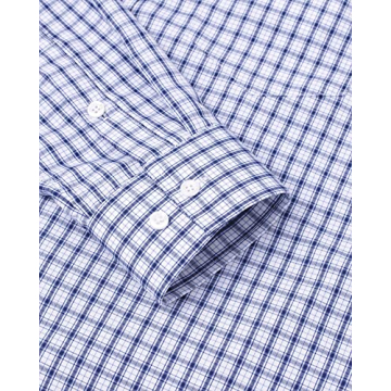 Alimens Gentle Blue Check Plaid Shirt Men's Long Sleeve Shirt