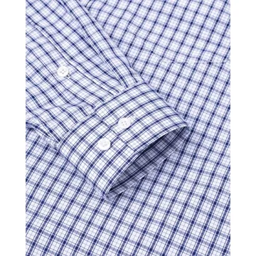 Alimens Gentle Blue Check Plaid Shirt Men's Long Sleeve Shirt