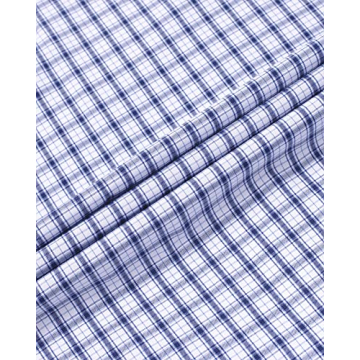 Alimens Gentle Blue Check Plaid Shirt Men's Long Sleeve Shirt