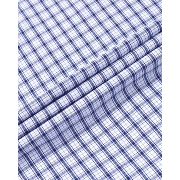 Alimens Gentle Blue Check Plaid Shirt Men's Long Sleeve Shirt