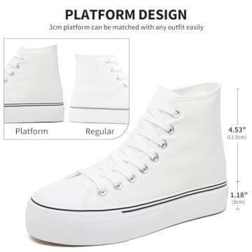 FRACORA Women's High Top Canvas Shoes - Stylish Platform Sneakers