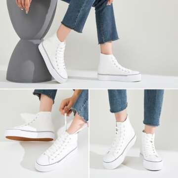 FRACORA Women's High Top Canvas Shoes Comfortable Sneakers