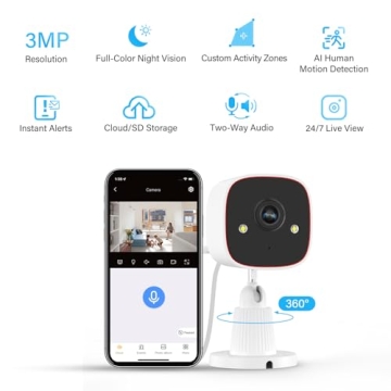 Jennov 2K HD Security Camera with AI Detection and 2-Way Audio