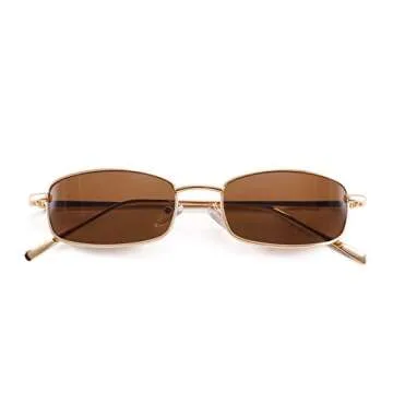 FEISEDY Vintage Small Rectangle Sunglasses Women Men Retro Trendy Square Metal Frame Narrow Sun Glas...