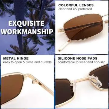 FEISEDY Vintage Rectangle Sunglasses for Unisex Fashion