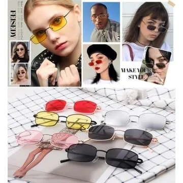 FEISEDY Vintage Rectangle Sunglasses for Unisex Fashion
