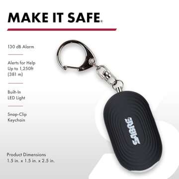 SABRE Personal Safety Kit with Pepper Spray and 2-in-1 Personal Alarm with LED Light, 0.54 fl oz, 25 Bursts,130dB Alarm, Audible Up to 1,250 Feet