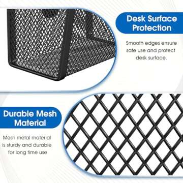 MaxGear Magnetic Pen Holder, 2 Pack Mesh Pencil Holder for Desk Storage Basket Organizer Marker Holder - Extra Strong Magnets Perfect for Locker Accessories, Refrigerator, Whiteboard, School Office