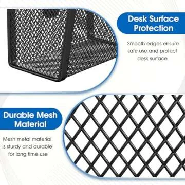 MaxGear Magnetic Pen Holder, 2 Pack Mesh Pencil Holder for Desk Storage Basket Organizer Marker Holder - Extra Strong Magnets Perfect for Locker Accessories, Refrigerator, Whiteboard, School Office