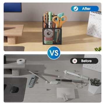 MaxGear Magnetic Pen Holder, 2 Pack Mesh Pencil Holder for Desk Storage Basket Organizer Marker Holder - Extra Strong Magnets Perfect for Locker Accessories, Refrigerator, Whiteboard, School Office