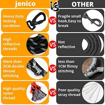 Long Dog Leash 100 FT: Heavy Duty Rope Leashes for Dogs Training with Swivel Lockable Hook Reflective Threads Bungee and Padded Handle - Dog Lead for Large Small Medium Dogs Outside Walking Hiking