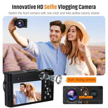 4K Digital Camera for Photography Autofocus 64MP Vlogging Camera for YouTube with Dual Cameras 16X D...