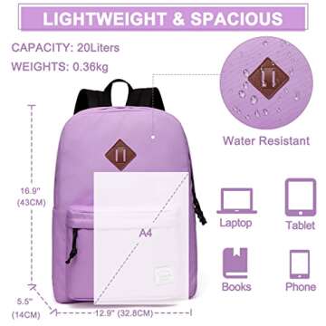 VASCHY School Backpack, Lightweight Water Repellent Backpack Men School Bag Women Children Boy Leisu...