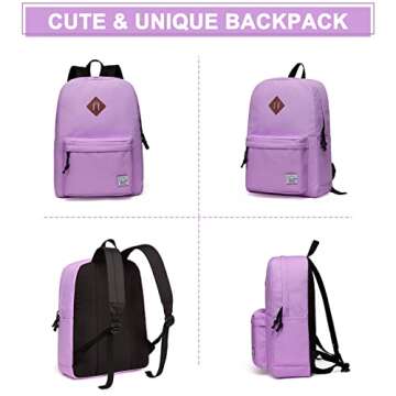 VASCHY School Backpack, Lightweight Water Repellent Backpack Men School Bag Women Children Boy Leisure for Girl School High School Teenagers College Business Travel, Orchid, Taille Unique, Daypack