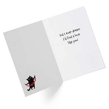 1Up Greetings Valentines Day Card From Cat to Boyfriend Girlfriend Wife Husband | Black Cat Find A Love Like Yours | Your Purchase Helps Animals In Need | 5”x7.5” | With