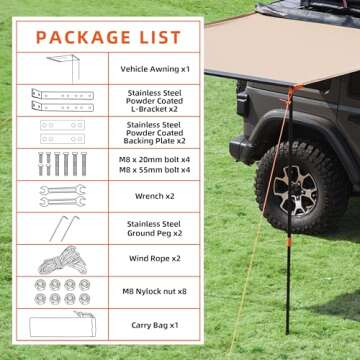 ALL-TOP 6.6'x8.2' Roof Rack Awning for Camping