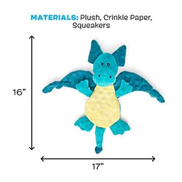 Barkbox Squeaky Dog Toys - Plush and Squeak Chew Toys | Puppy and Pet Toys for Small, Medium, and Large Dogs | Dingbert The Dragon
