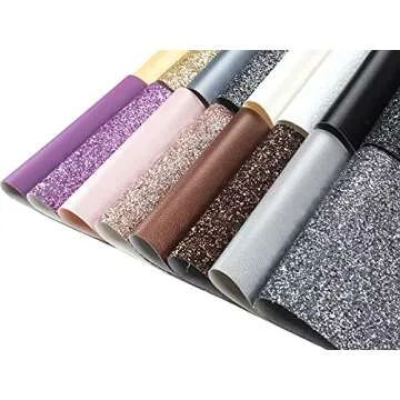 Picheng 16Pcs/Set 8.2x6inch Solid PU Synthetic Faux Leather Sheets Mixed Chunky Glitter& Soft Leather Fabric Sheets for DIY Craft Bows Earrings Making