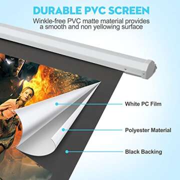 Motorized Projector Screen - DINAH 16:9 4K 3D HD 100 inch Electric Projector Screen Pull Down with Wireless Remote Contror (100in)