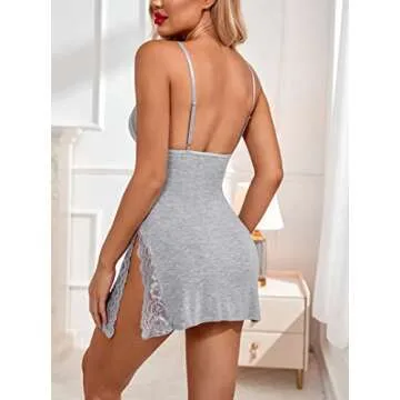 Avidlove Womens Sleepwear Sexy Night Gowns Women Sexy Chemise Nightgowns Cotton Nightie S Grey