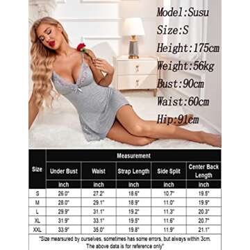 Avidlove Womens Sleepwear Sexy Night Gowns Women Sexy Chemise Nightgowns Cotton Nightie S Grey