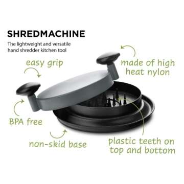 YiimDaifun Chicken Shredder Shred Machine,Alternative to Bear Claws Meat Shredder for Pulled Pork Red Beef and Chicken (Grey)