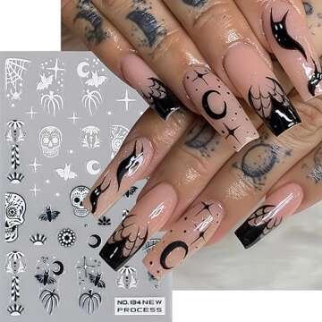 Halloween Nail Art Stickers Ghost Nail Decals 3D Self-Adhesive Ghost Skull Spooky Blood Nail Art Designs Decals Gothic Nail Stickers Day of the Dead Nail Decoration Charms for Women and Girls 6 Sheets