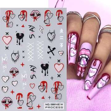 Halloween Nail Art Stickers Ghost Nail Decals 3D Self-Adhesive Ghost Skull Spooky Blood Nail Art Designs Decals Gothic Nail Stickers Day of the Dead Nail Decoration Charms for Women and Girls 6 Sheets