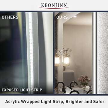 Keonjinn 55" LED Bathroom Mirror with Anti-Fog & Dimmable Lights