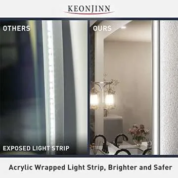 Keonjinn 55" LED Bathroom Mirror with Anti-Fog & Dimmable Lights
