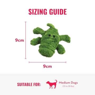 KONG Cozie Ali Alligator & SqueakAir Balls (3 Pack) - Dog Fetch & Chew Toys for Fun - Soft Toy Allig...