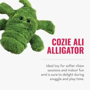 KONG Cozie Ali Alligator & SqueakAir Balls (3 Pack) - Dog Fetch & Chew Toys for Fun - Soft Toy Alligator for Indoor Play - Durable Dog Toy Balls for Outdoor Play - for Medium Dogs