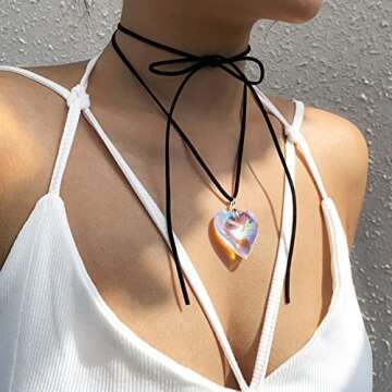 Goth Chunky Heart Choker Necklace for Edgy Style