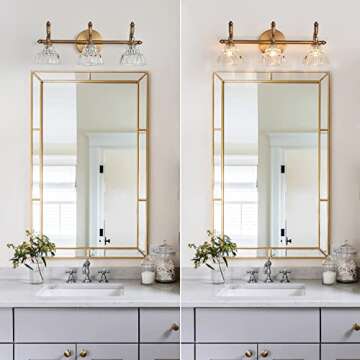 OFFDARKS Bathroom Vanity Light Fixtures Matte Brass Vintage Vanity Lighting Fixture Over Mirror 3 Lights Wall Sconce for Bedroom Dressing Room Living Room Hallway