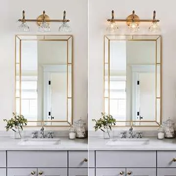 OFFDARKS Bathroom Vanity Light Fixtures Matte Brass Vintage Vanity Lighting Fixture Over Mirror 3 Lights Wall Sconce for Bedroom Dressing Room Living Room Hallway