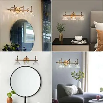 OFFDARKS Bathroom Vanity Light Fixtures Matte Brass Vintage Vanity Lighting Fixture Over Mirror 3 Lights Wall Sconce for Bedroom Dressing Room Living Room Hallway