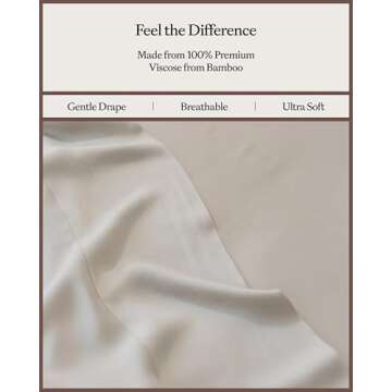 Cozy Earth Luxury Bed Sheet Set - 100% Viscose from Bamboo Fabric, Ultra-Soft & Breathable, Fits Regular & Deep Pocket Mattresses up to 20" - 4 Pieces King Sheet Set Oat