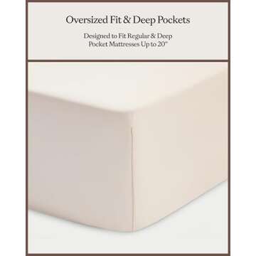 Cozy Earth Luxury Bed Sheet Set - 100% Viscose from Bamboo Fabric, Ultra-Soft & Breathable, Fits Regular & Deep Pocket Mattresses up to 20" - 4 Pieces King Sheet Set Oat