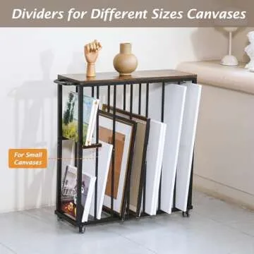 ikkle Large Art Storage Rack, Drying Painting Canvas Rack with Wheels, Art Storage Display Stands for Canvas, Frame, Drawing Board, Metal Crafts Print Rack for Art Display & Galleries
