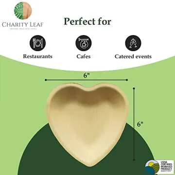 Eco-Friendly Palm Leaf Heart Plates for Weddings & Events