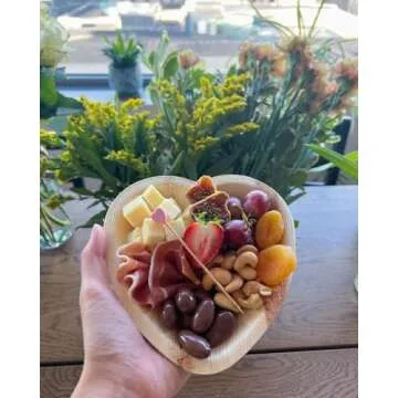 Eco-Friendly Palm Leaf Heart Plates for Weddings & Events