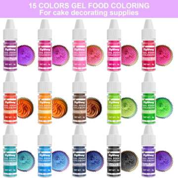 Gel Food Coloring - 15 Colors Flavorless Gel Based Food Color Dye, Vibrant Edible Concentrated Food ...