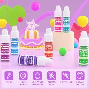 Gel Food Coloring - 15 Colors Flavorless Gel Based Food Color Dye, Vibrant Edible Concentrated Food Coloring for Cake Cookie Decorating, Easter Egg, Icing, Fondant, Baking, Macaron (6g/Bottle) - Vegan