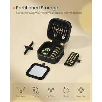 Compact Travel Jewelry Case with Mirror - SONGMICS