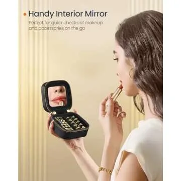 Compact Travel Jewelry Case with Mirror - SONGMICS