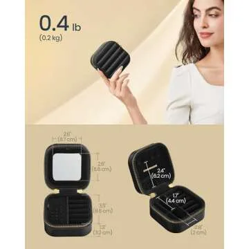 Compact Travel Jewelry Case with Mirror - SONGMICS