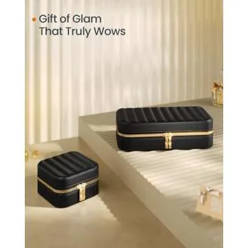 Compact Travel Jewelry Case with Mirror - SONGMICS